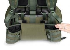 Särmä TST RP80 recon pack. The hip belt can be tucked away behind the cushion.