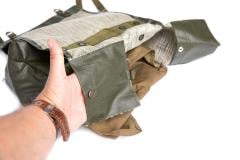 Czech M85 Shoulder Bag, surplus. The weather flaps have snap-fasteners and can be used as small pockets.