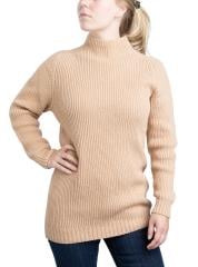 Brenda Wool Sweater w. Mock Neck Collar. Model height 165 cm, chest circumference 88 cm, waist circumference 76 cm. Wearing size X-Small.