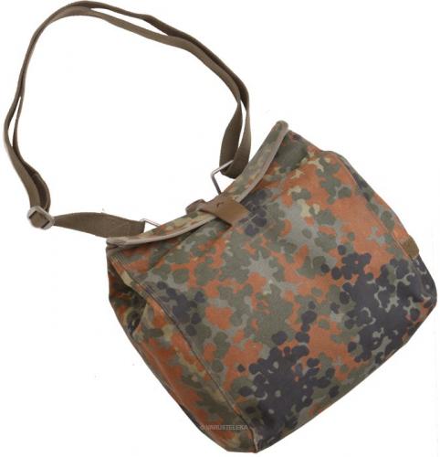 BW Gas Mask Bag, with Carrying Strap, Flecktarn, Surplus