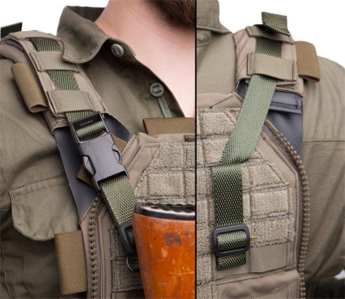 Särmä TST 2-piece Utility Strap. The strap can be used as a sling with a tactical vest.