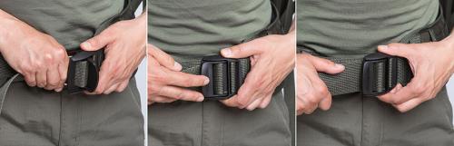 Berghaus Bergbuckle, 50 mm. Thread the male buckle through the female and pull on the male's webbing to adjust.