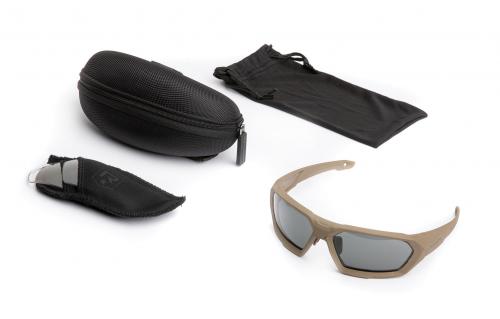 Revision Shadowstrike Ballistic Sunglasses, Essential Kit. Kit includes frame, smoke lenses, clear lenses, pouch and hard case