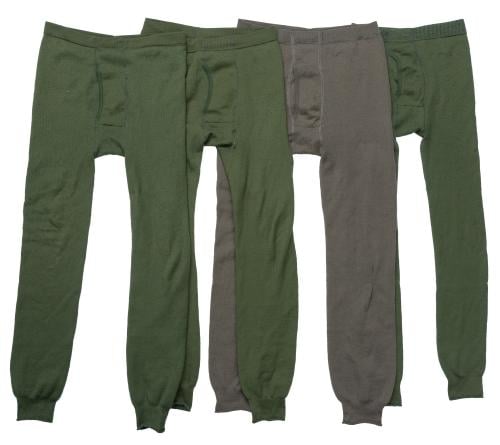 BW "Woolpower Long Johns with Fly 200", Green, Surplus. Color and condition varies.