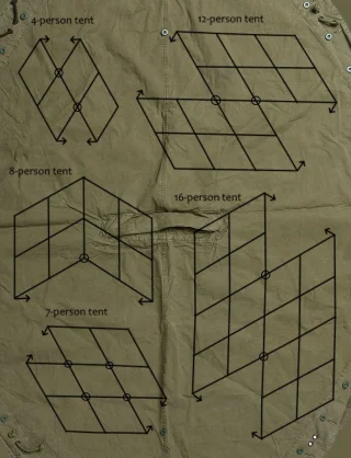 The instructions were sometimes printed on the fabric but they are most often worn off. Here's a reproduction drawing.