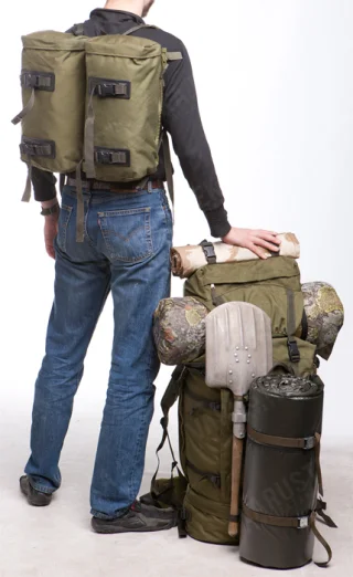 The side pouches connect to form a day pack.