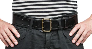 Pictured is the older model belt. The new ones have a bit more dull finish.
