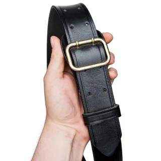 Pictured is the older model belt. The new ones have a bit more dull finish.