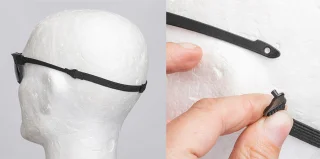A retaining temple strap for ultimate security.