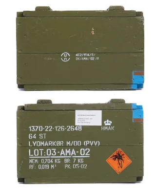 The text on the ammo box can vary.