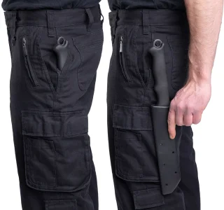 The pants have "weapon pockets" on both sides, which can fit something long an fairly narrow.
