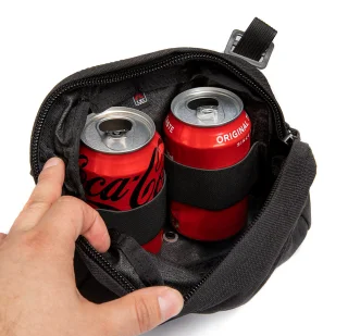 More than large enough for a couple of cans, the contents can be secured with elastic straps.
