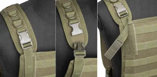Adjustable shoulder straps with SR buckles.