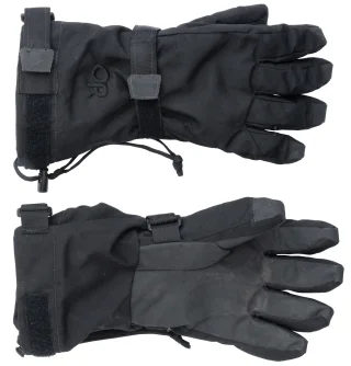 Die Handschuhe haben abnehmbare Handgelenkriemen.