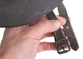 If the straps are intact, the buckles are rusty and the leather old and brittle.