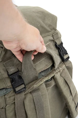 Sturdy heaving handle and the name tag logically next to it.