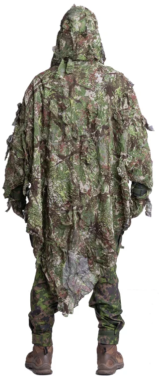 Lots of fabric loops around the hoodie to attach natural vegetation or other additional camouflage material.