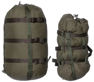 The sleeping bag comes in a compression bag that compresses the bag.