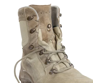 Speed lacing with metal lace hooks.