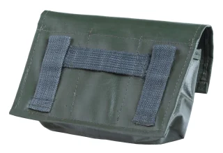 At the backside, there are belt loops that allow a vertical and horizontal carry. You can also attach this to a post-apocalyptic dominator harness where the straps cross each other.