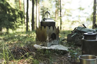 Large hobo stove and Trangia 0.9 L Coffee Pot