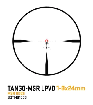 MSR BDC8 ristikko. Ristikko on toisella polttotasolla, eli ristikko pysyy samankokoisena riippumatta siitä mitä suurennosta käytät.
