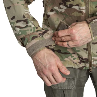 Hook and loop adjustable cuffs.