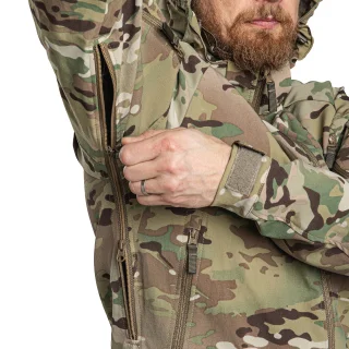 Two-way zippers in the armpits.