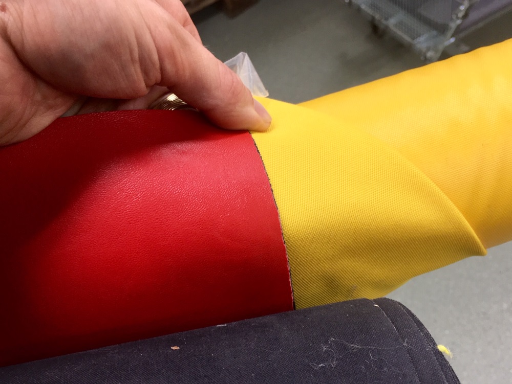 Bright red and yellow fabric.