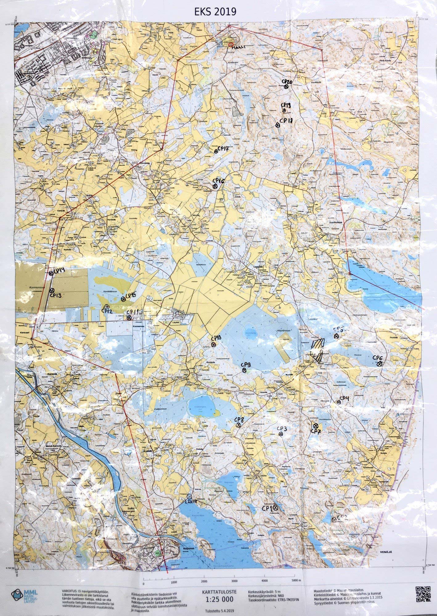 A map EKS 2019 with control points marked on it.