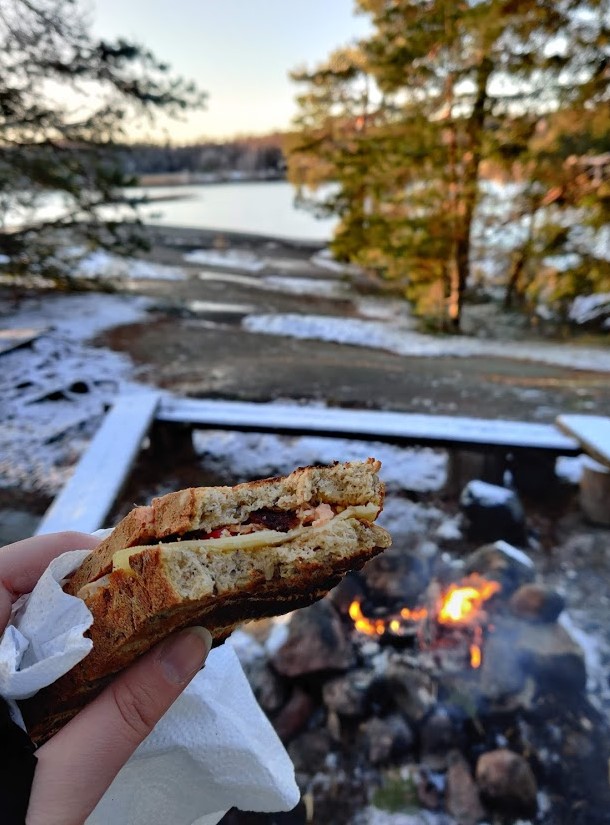 A nice snack by the seashore.