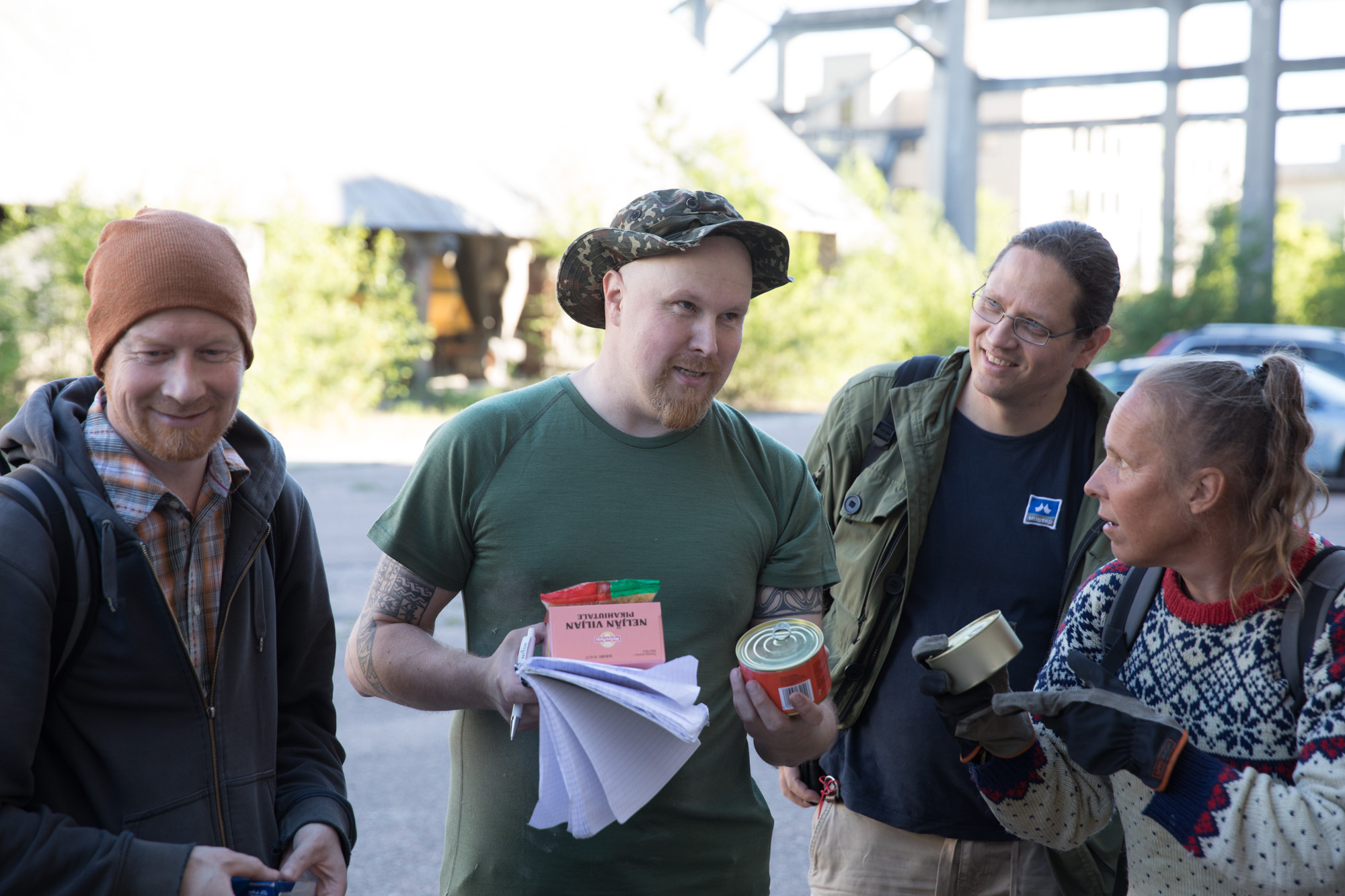 The group Kerkkä investigating the supplies they had scraped together