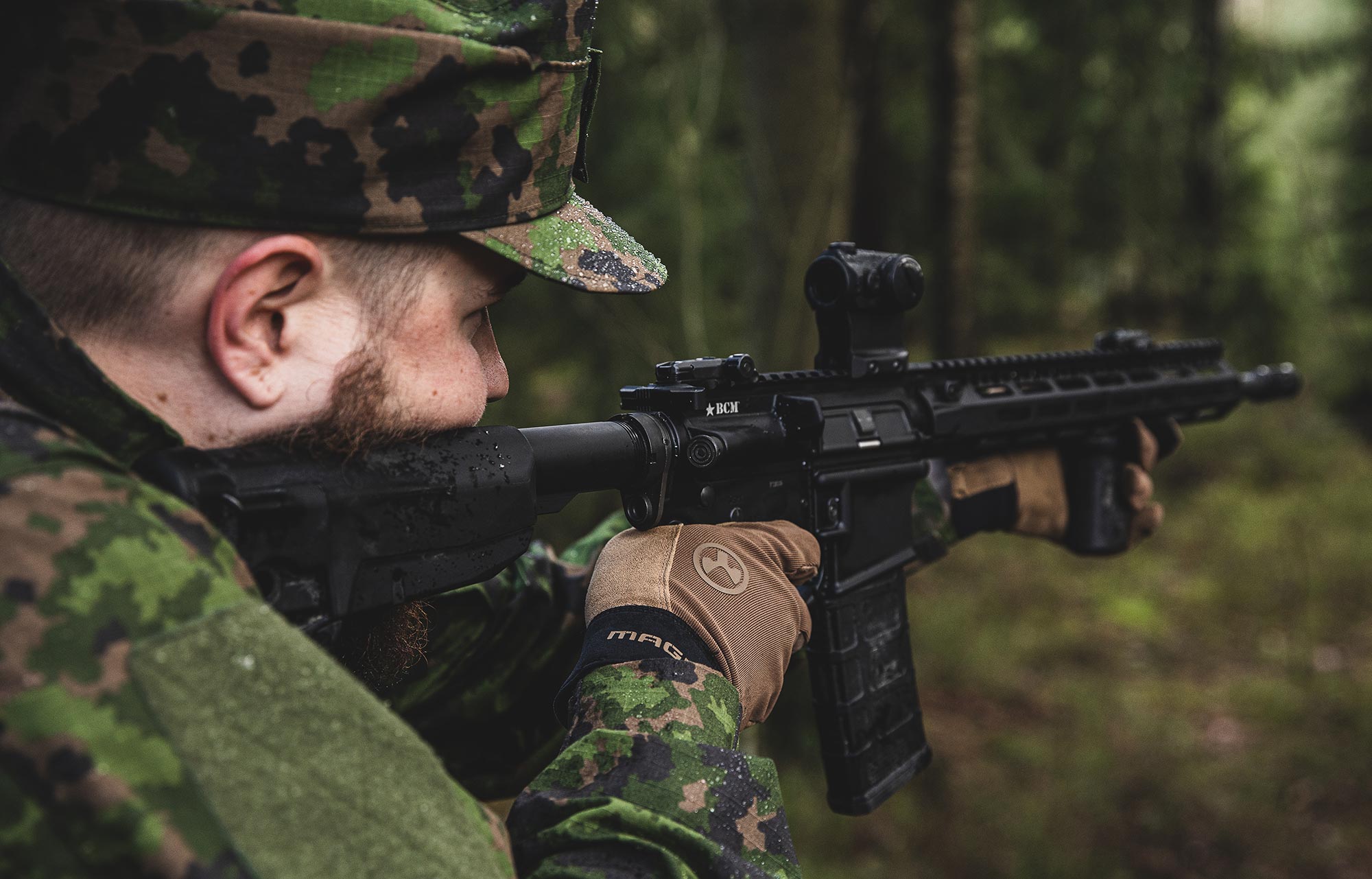 Aiming down the rifle sights