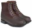 Swedish combat boots, rubber and leather, brown, surplus. Example of unissued boots. Of course these are still decades old. The laces are not original.