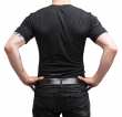 Särmä Merino Wool T-shirt. Our model's measurements are about 175 / 96 cm, wearing size Medium shirt.