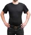 Särmä Merino Wool T-shirt. Our model's measurements are about 175 / 96 cm, wearing size Medium shirt.
