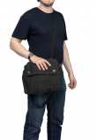 Finnish gas mask bag, dyed black, surplus.