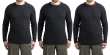 Särmä Merino Wool Sweater. The model in the picture is 175 cm (5’9”) tall, with a 98 cm (38.6”) chest and ja 86 cm (33.9”) waist. He is wearing a size S on the left, size M on the middle and size L on the right.
