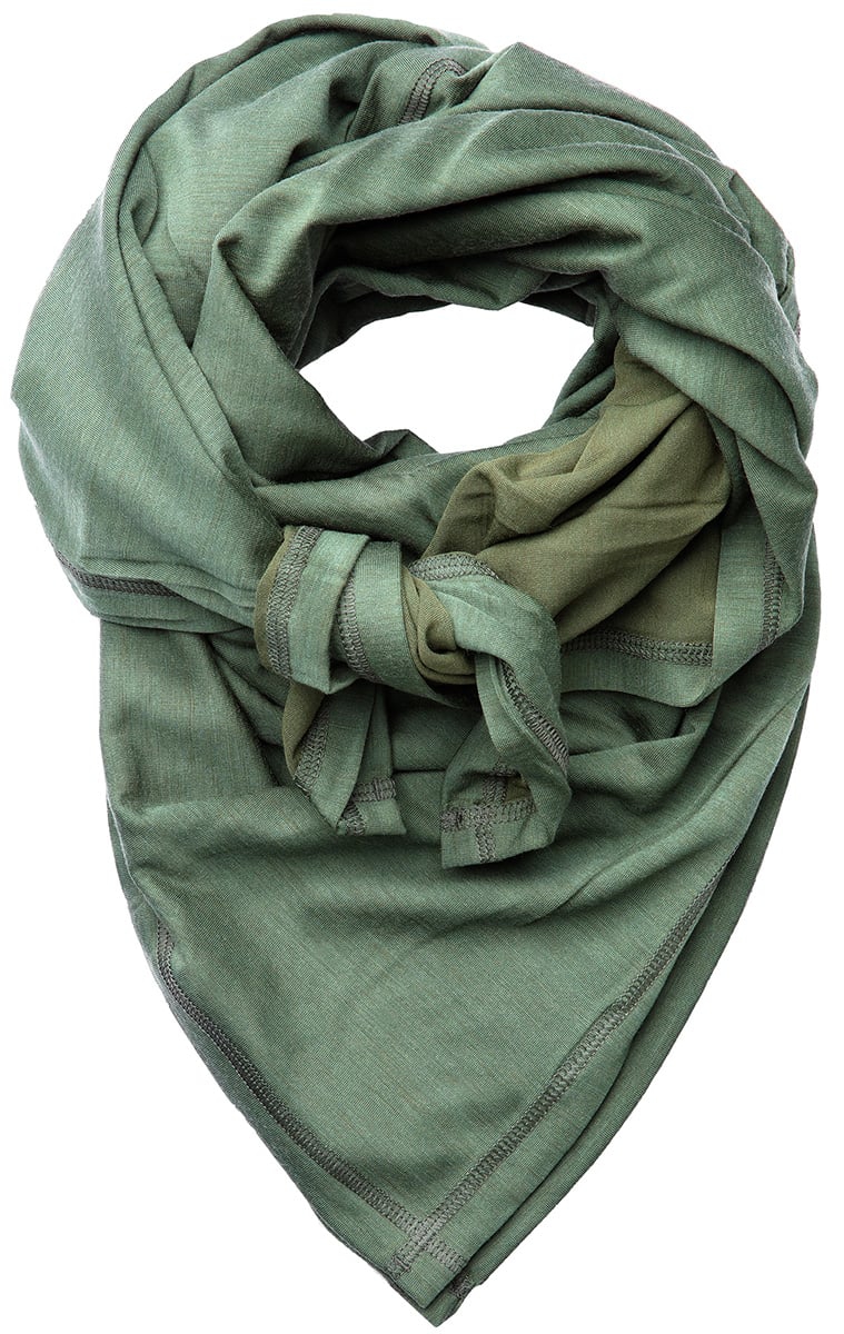 Warm large men's black and green wool and silk blend scarf