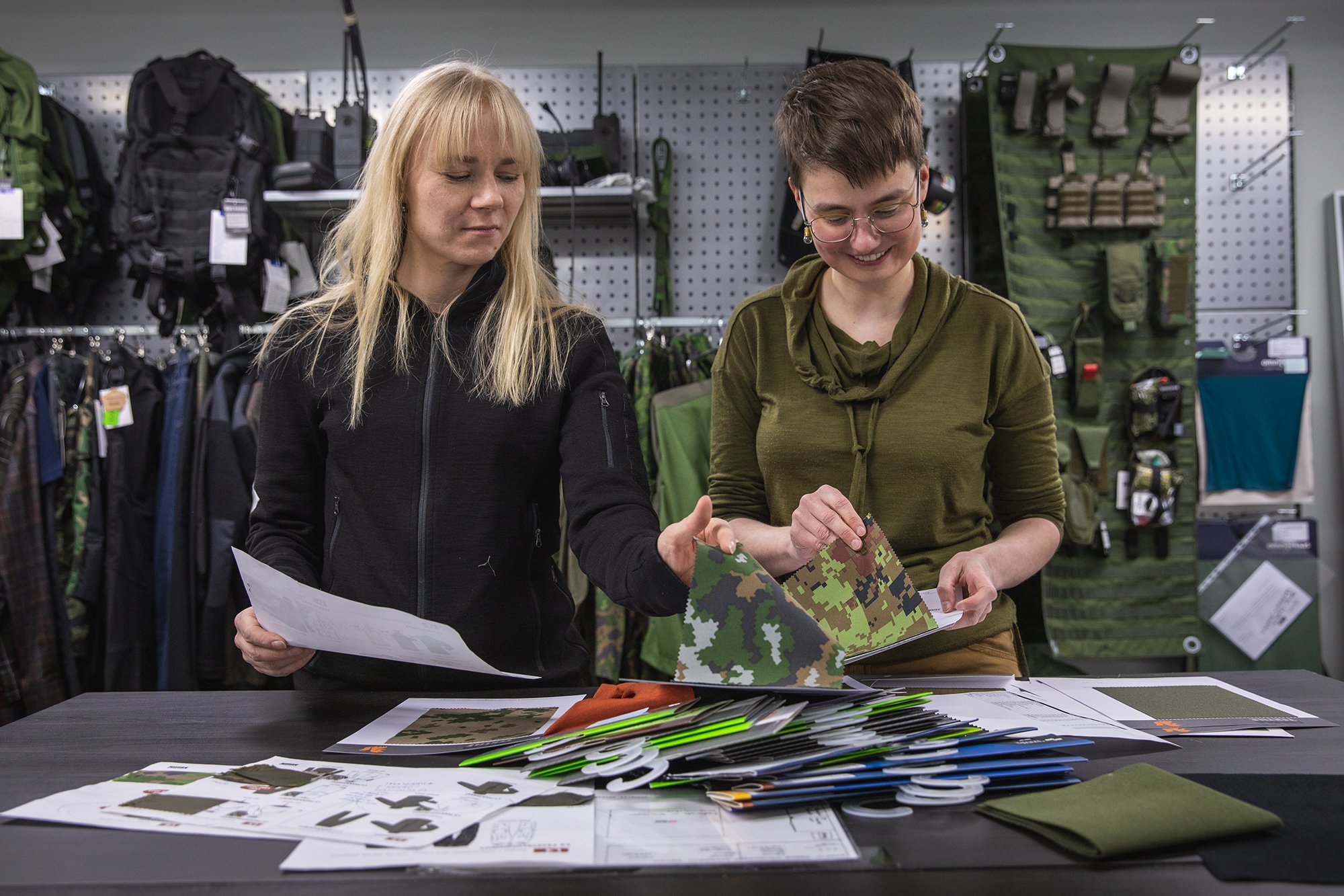 Two Product Designers looking for a suitable camo pattern