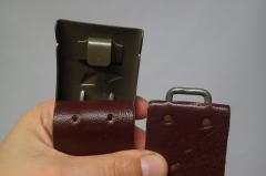 Czech leather belt, surplus. A closeup of the clasp system.