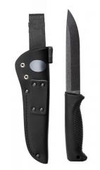 J.P. Peltonen Sissipuukko. Unlike pictured, the belt loop of the leather sheath is now nylon too!