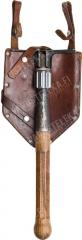 Swiss folding e-tool with leather carrier, surplus Swiss folding e-tool with leather carrier, surplus