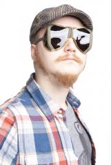 BW foldable sun/dust goggles, with pouch, surplus.