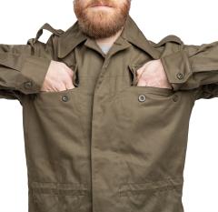 Czech M85 Field Jacket, Olive, Surplus. Double-button-closed chest pockets.