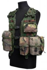 Dutch MOLLE General Purpose / First Aid Pouch, Tiny, Surplus. An example of the pouch attached to a vest.