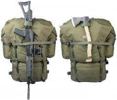 Savotta Rajapartio Rucksack. The rifle straps can be used to carry any long items you might need in the woods.