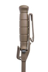 Glock FM 81 Survival Knife with Saw. The belt loop unhooks with a push from either side and the internal ridge prevents sideways movement.