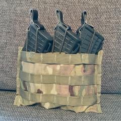 US MOLLE II M4 Triple Mag Pouch, Surplus. Easily convertible to hold AK mags with some extra DIY materials.