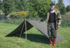 NVA shelter half, Strichtarn, surplus. Two tent halves buttoned together.